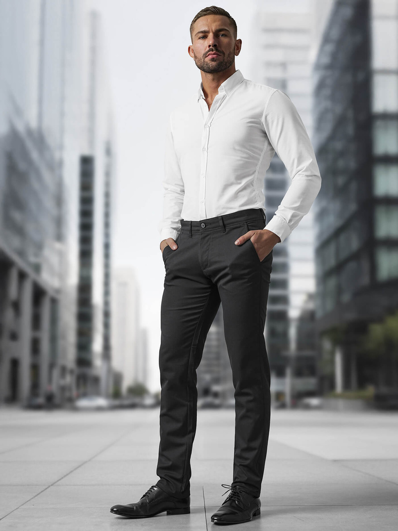 Pánske Nohavice Čierne OZONEE V/5100