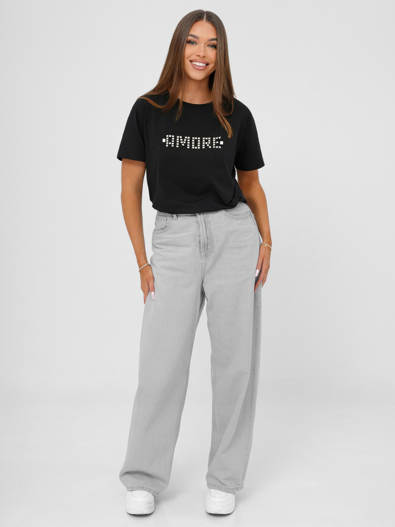 Dámske Tričko Čierno-Strieborná OZONEE JS/YJ77716