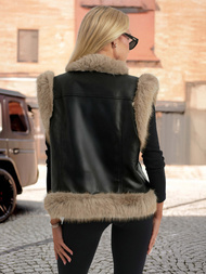 Dámska kožená vesta čierna OZONEE JS/61M8516/392