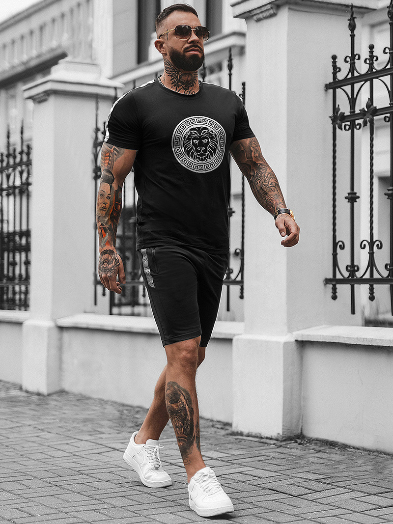 Pánska Tepláková Súprava Čierno-Strieborná OZONEE O/HM788Z