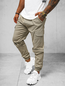 Pánske Chino Jogger Nohavice Béžové OZONEE O/G3014Z
