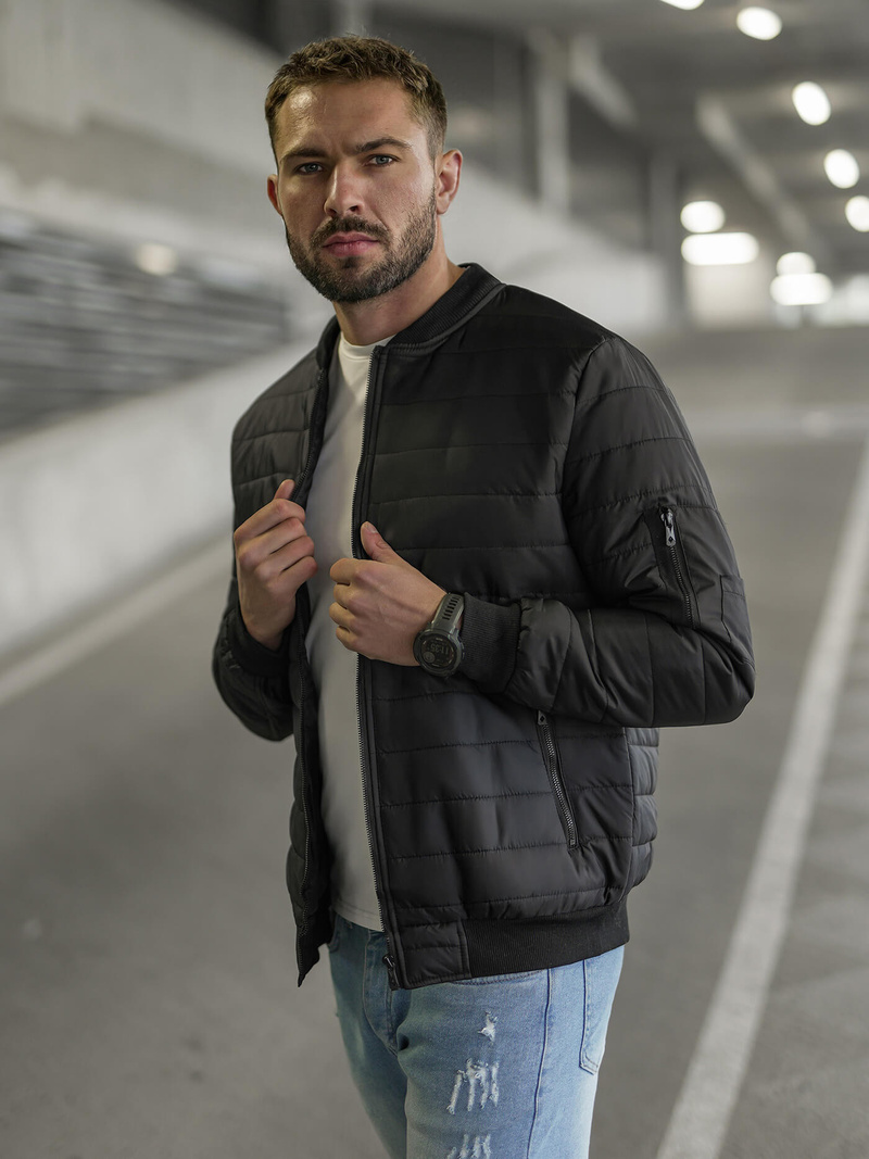 Pánska Bunda Čierna OZONEE JS/8M985/392Z