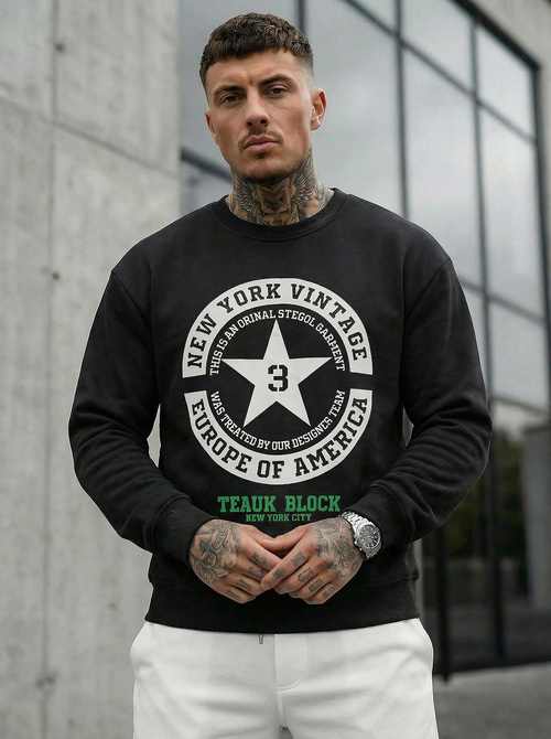 Pánska Mikina Čierna OZONEE JS/8B1768/3