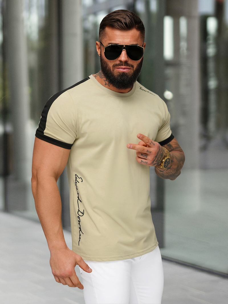 Pánske Tričko Béžová OZONEE O/QQ1196