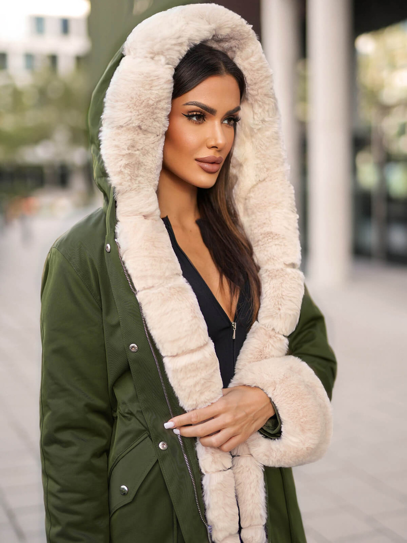 Dámska Zimná Bunda Zelená OZONEE JS/M763/136Z