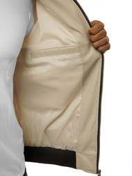 Pánska koženková bunda béžová OZONEE N/6124