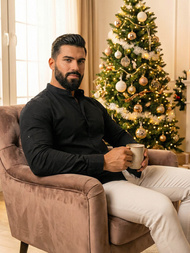 Pánska Košeľa Čierna OZONEE O/V121Z