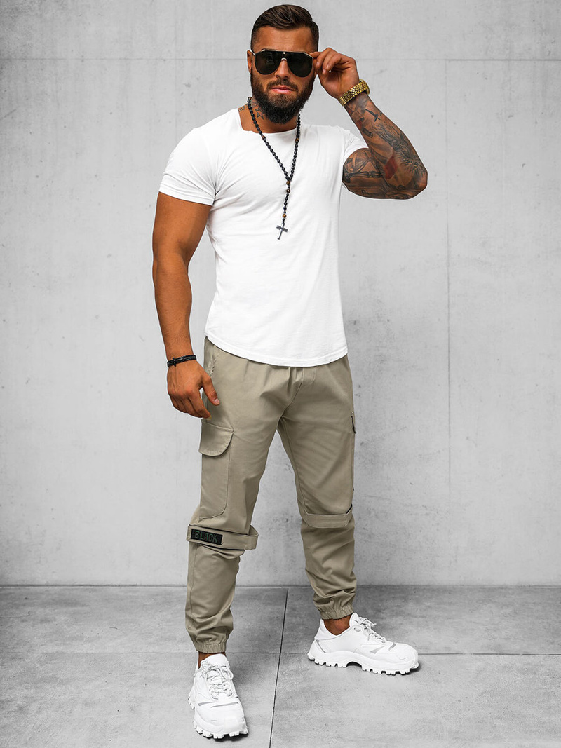 Pánske Chino Jogger Nohavice Béžové OZONEE O/G3014Z