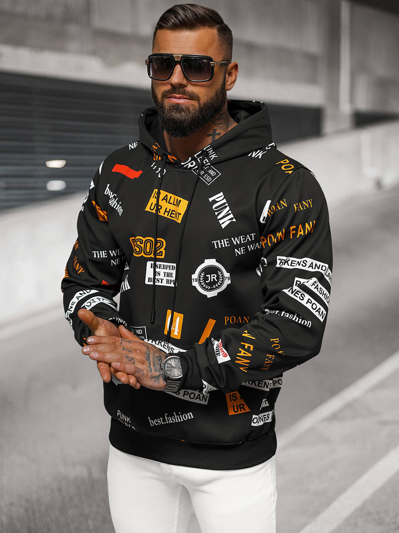 Pánska Mikina Čierna OZONEE JS/8B1250/3