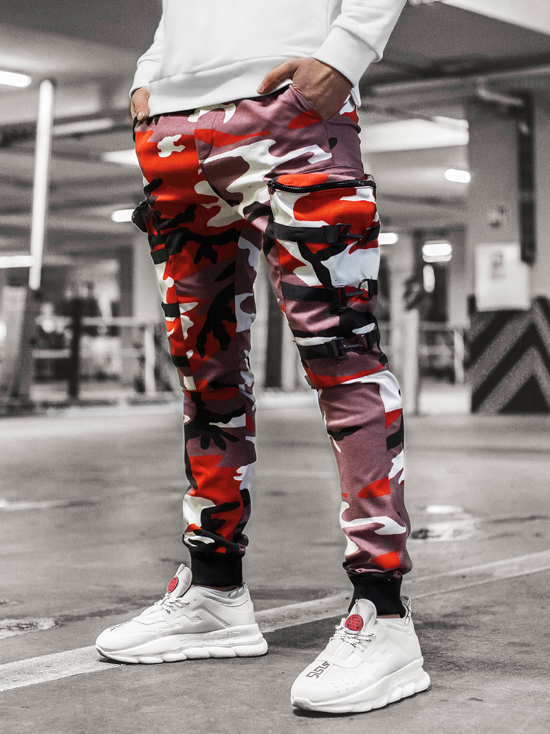 Pánske jogger nohavice vínovo-béžové OZONEE G/11132