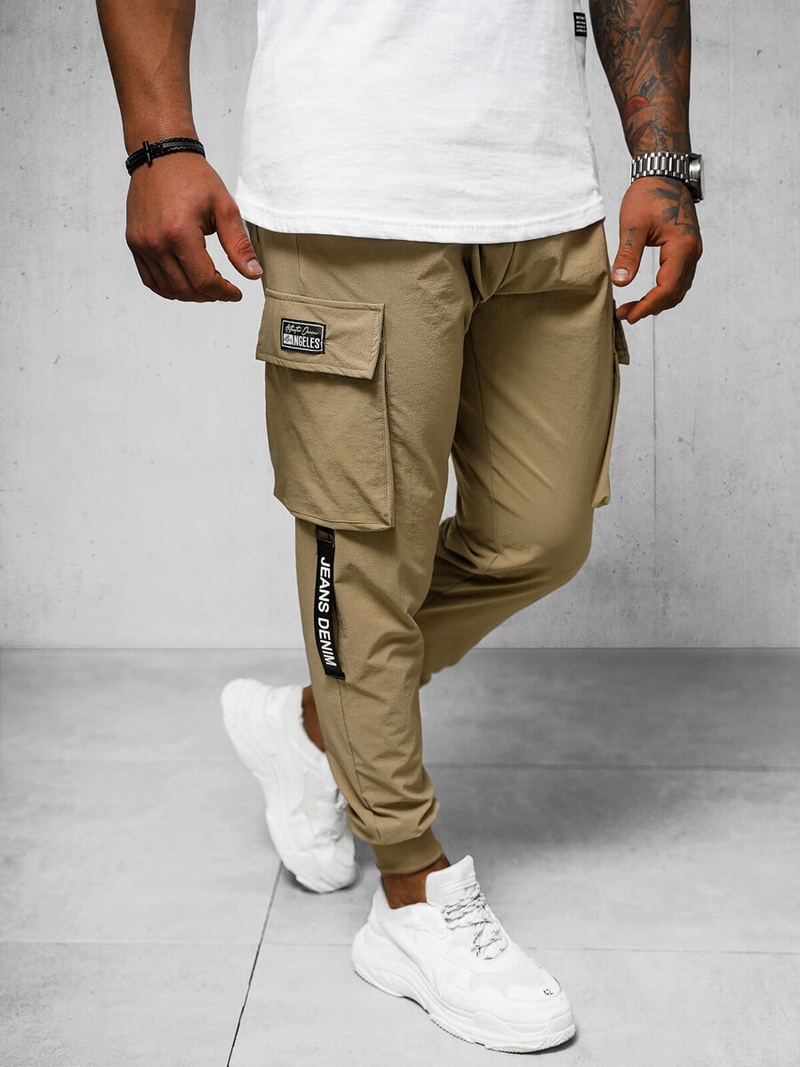 Pánske Chino Nohavice Tmavo-Béžové OZONEE O/PS5516