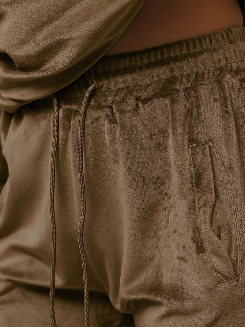 Dámska Velúrová Tepláková Súprava Svetlo Hnedý OZONEE O/8C1175/162Z