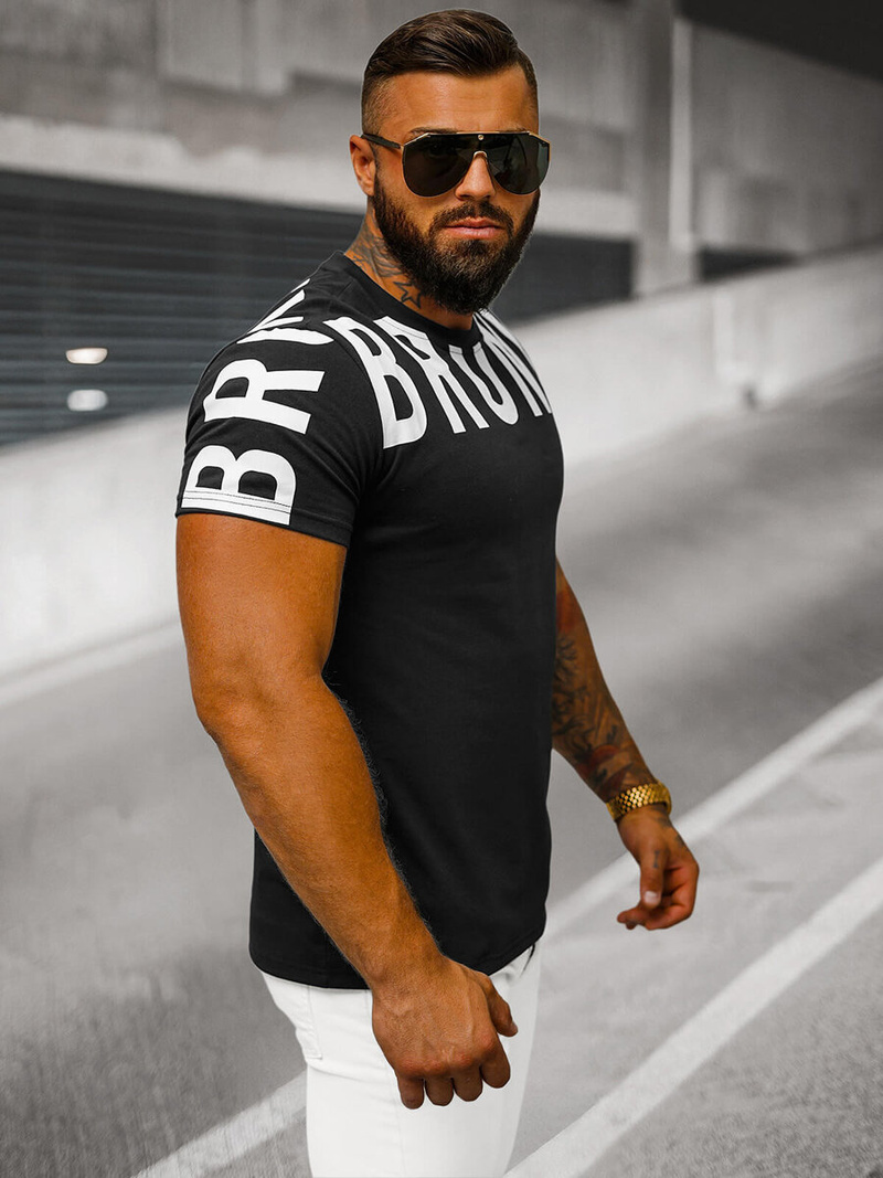 Pánske Tričko Čierne OZONEE O/8T1265/3