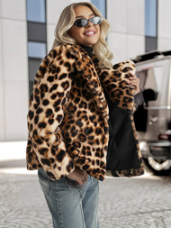 Dámska bunda béžová-hnedá OZONEE JS/61M8500/158