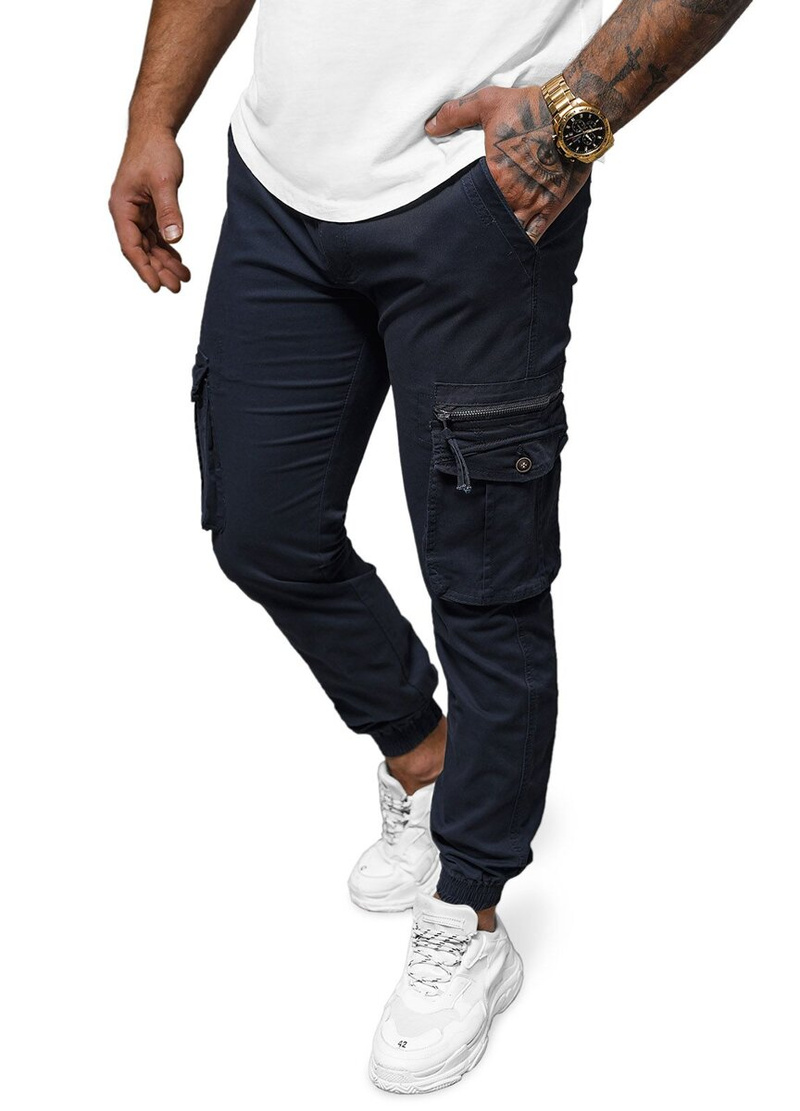 Pánske Chino Jogger Nohavice Námornícke Modré OZONEE NB/MP0201BS