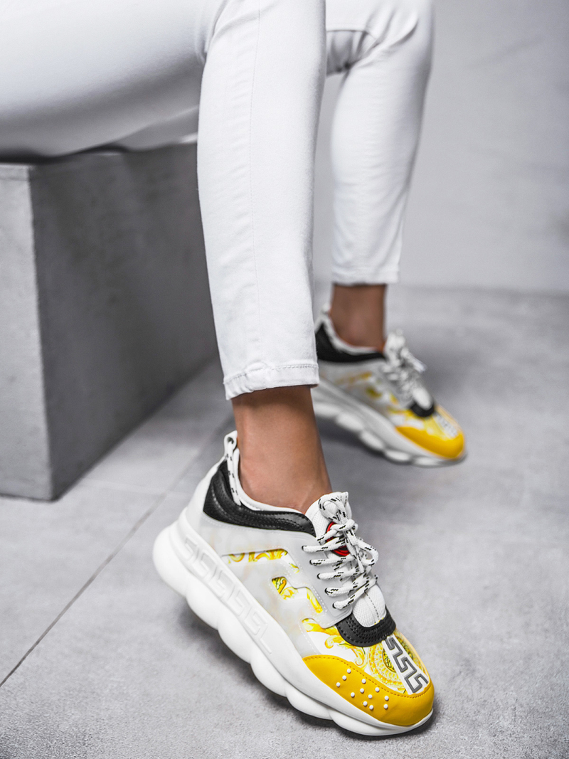 Dámske sneakersy bielo-žlté OZONEE G/2021