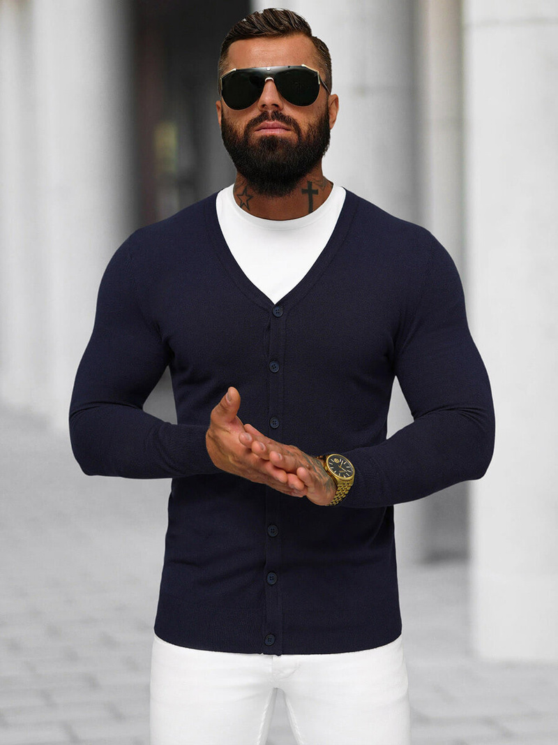 Pánsky Sveter Námornícke Modré OZONEE NB/MM6006/6Z