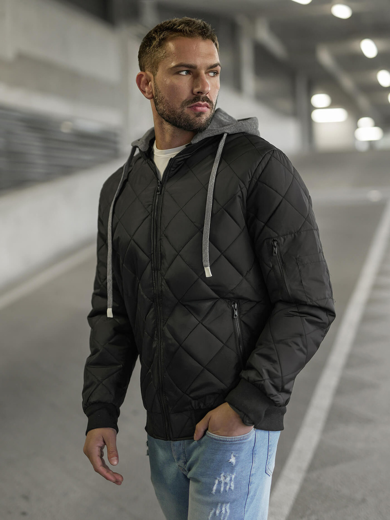 Pánska Bunda Čierna OZONEE JS/8M986/392Z