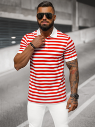 Pánska Polokošeľa Bielo-Červená OZONEE NB/MT3110