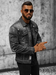 Pánska Riflová Bunda Čierna OZONEE NB/MJ504NZ