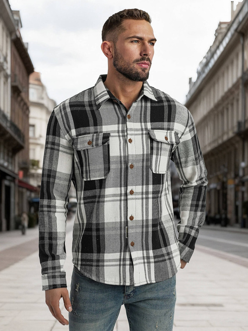 Pánska košeľa čiernobiela OZONEE NB/MC728N/3