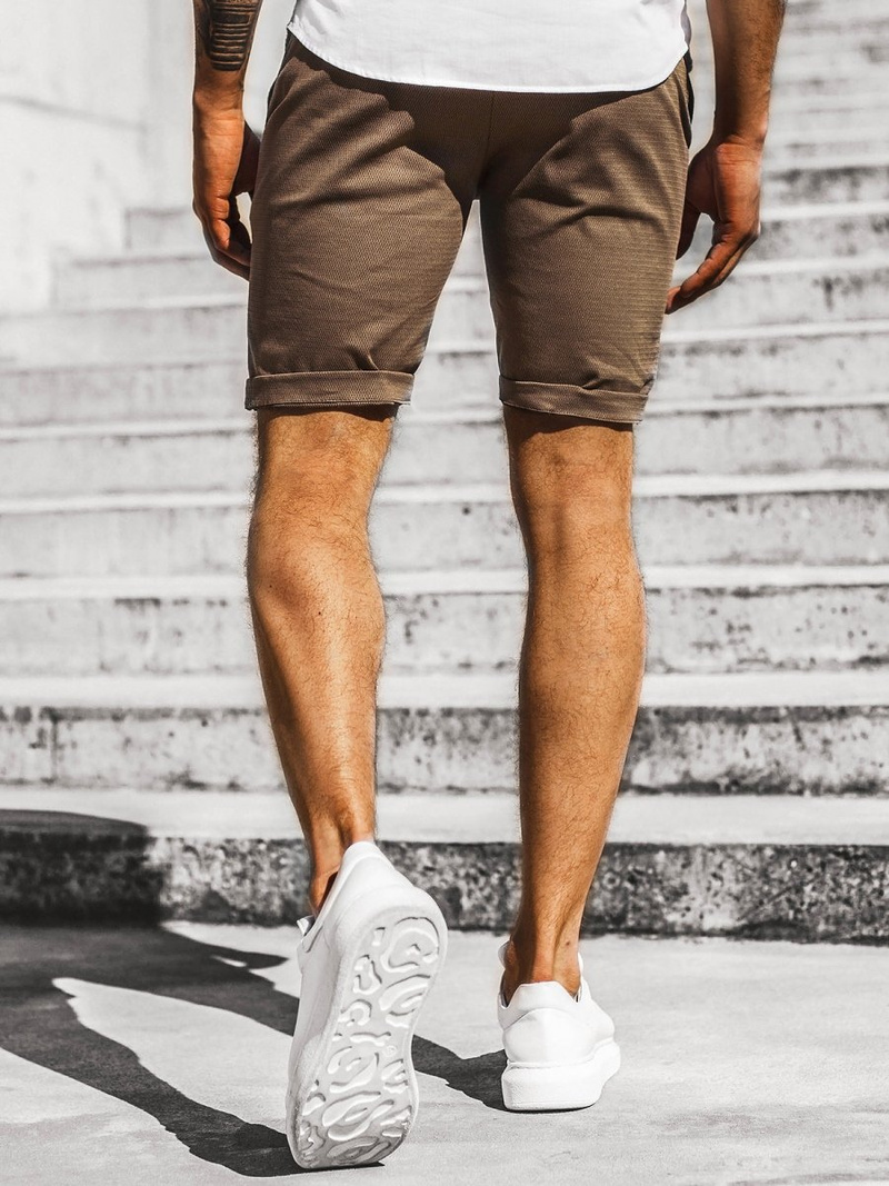 Pánske chino kraťasy hnedé OZONEE DJ/1007