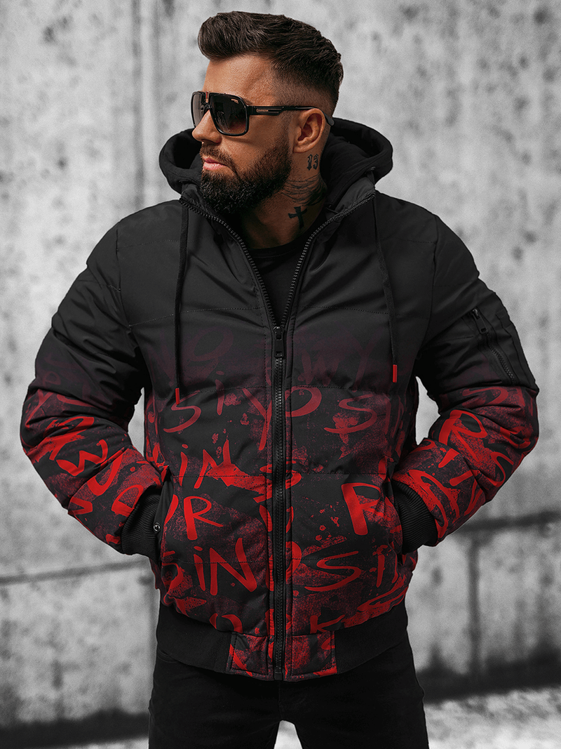 Pánska Bunda Čierno-Červená OZONEE JS/27M8102