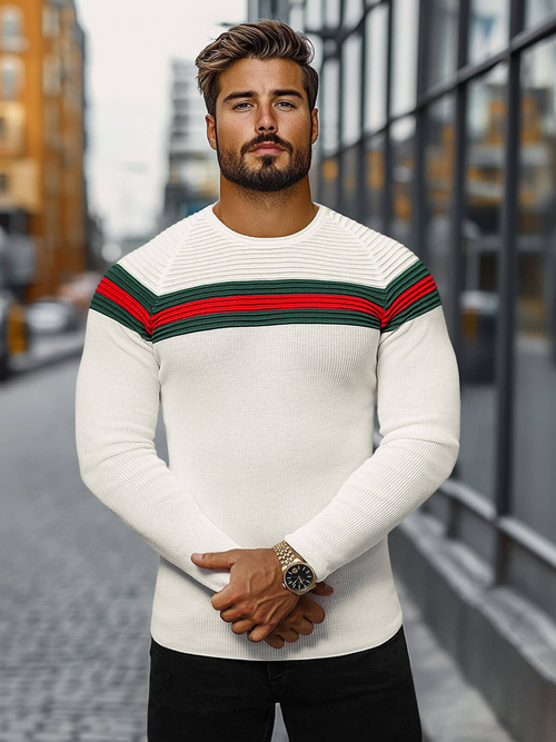 Pánsky Sveter Ecru OZONEE L/2457Z