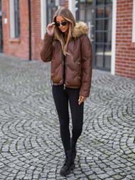 Dámska Zimná Bunda Čokoláda OZONEE JS/5M3331/158