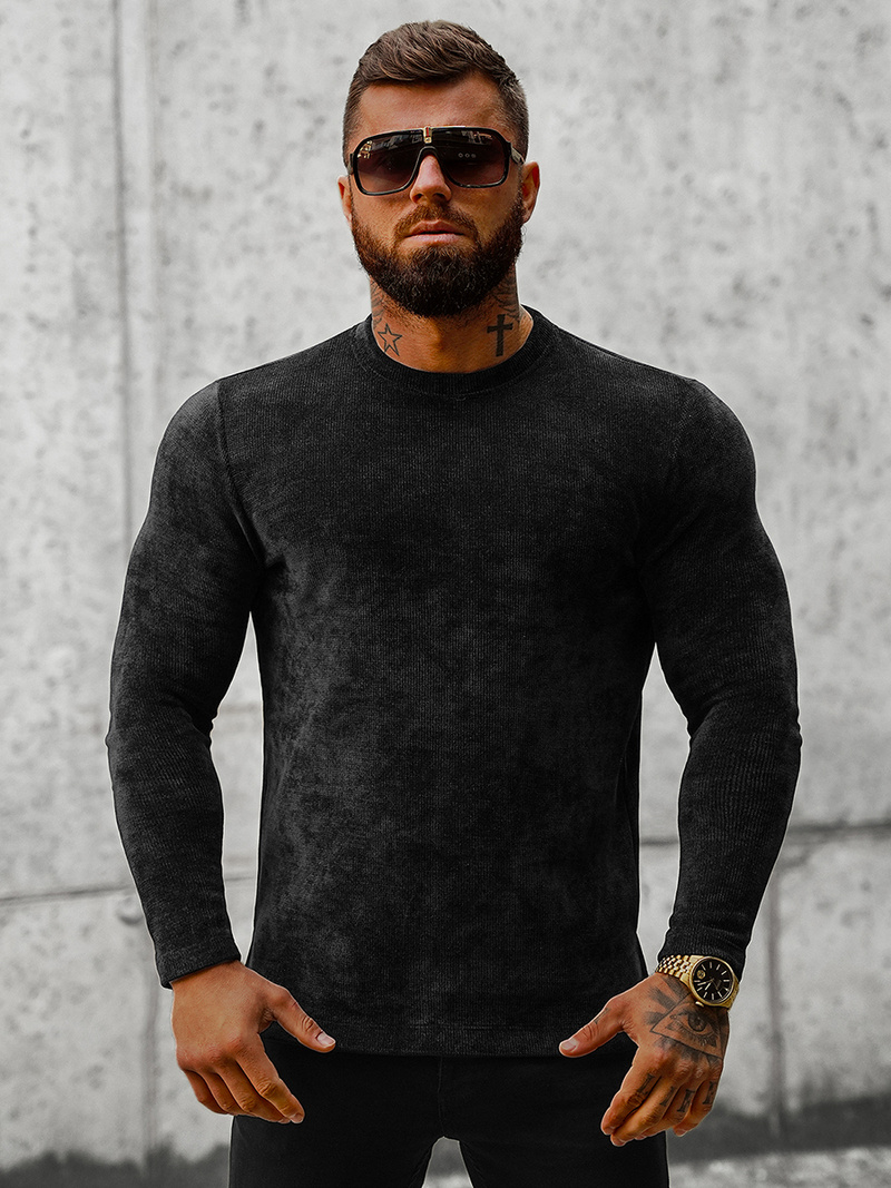 Pánska Mikina Čierna OZONEE O/D7289