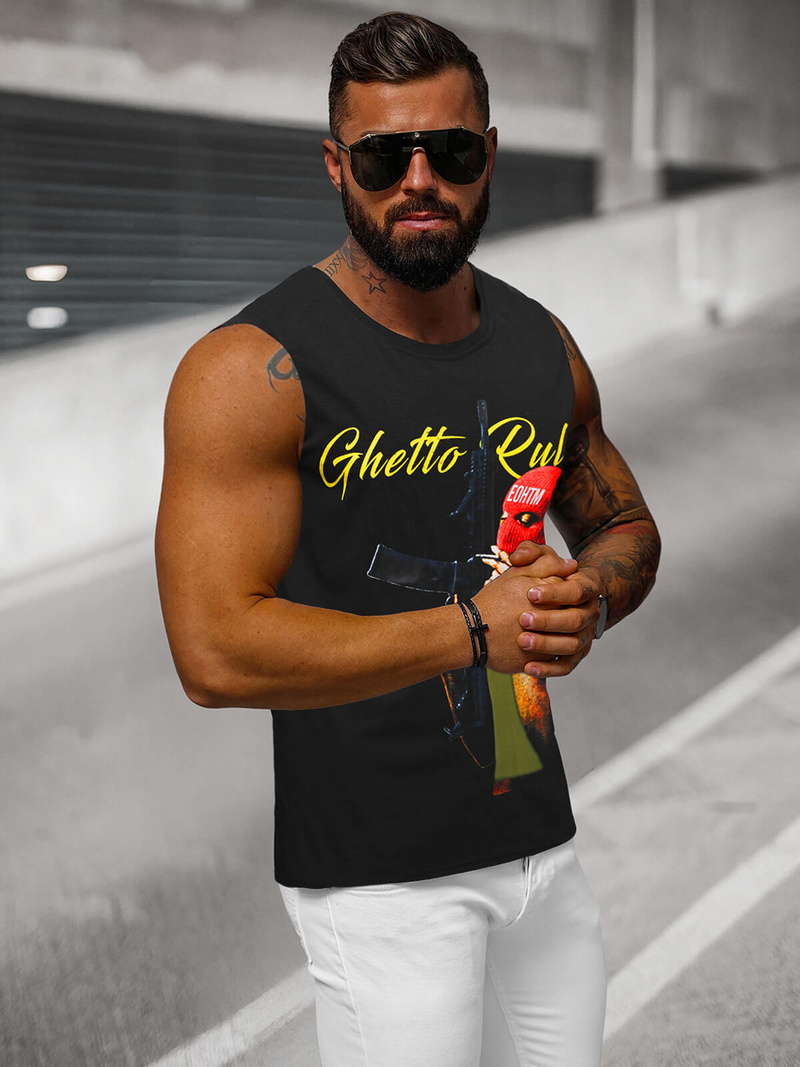 Pánske Tielko Čierne OZONEE O/T107/3