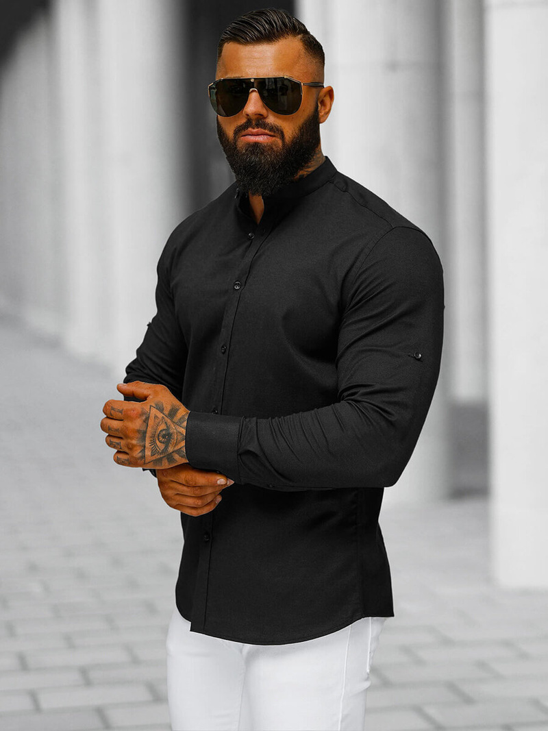 Pánska Košeľa Čierna OZONEE O/V121