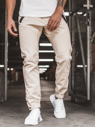 Pánske chino jogger nohavice béžové OZONEE A/0952