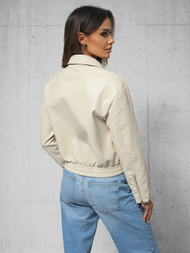 Dámska Kožená Bunda Béžová OZONEE O/G116