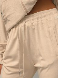 Dámska Velúrová Tepláková Súprava Svetlo Béžové OZONEE JS/8C1176/159Z