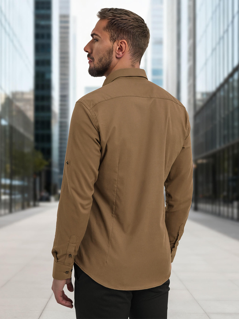 Pánska Košeľa Hnedá OZONEE V/V187