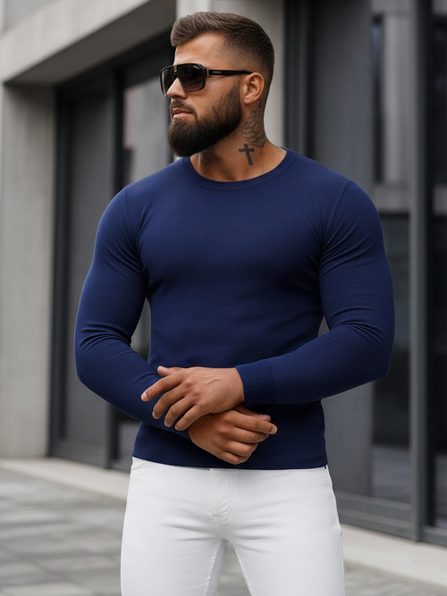 Pánsky Sveter Tmavomodrý OZONEE NB/MMB602/5Z