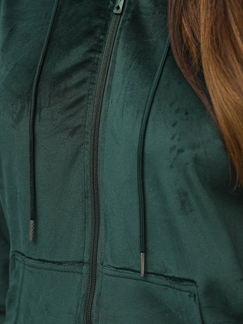 Dámska Velúrová Tepláková Súprava Tmavo-Zelená OZONEE JS/8C1176/9Z