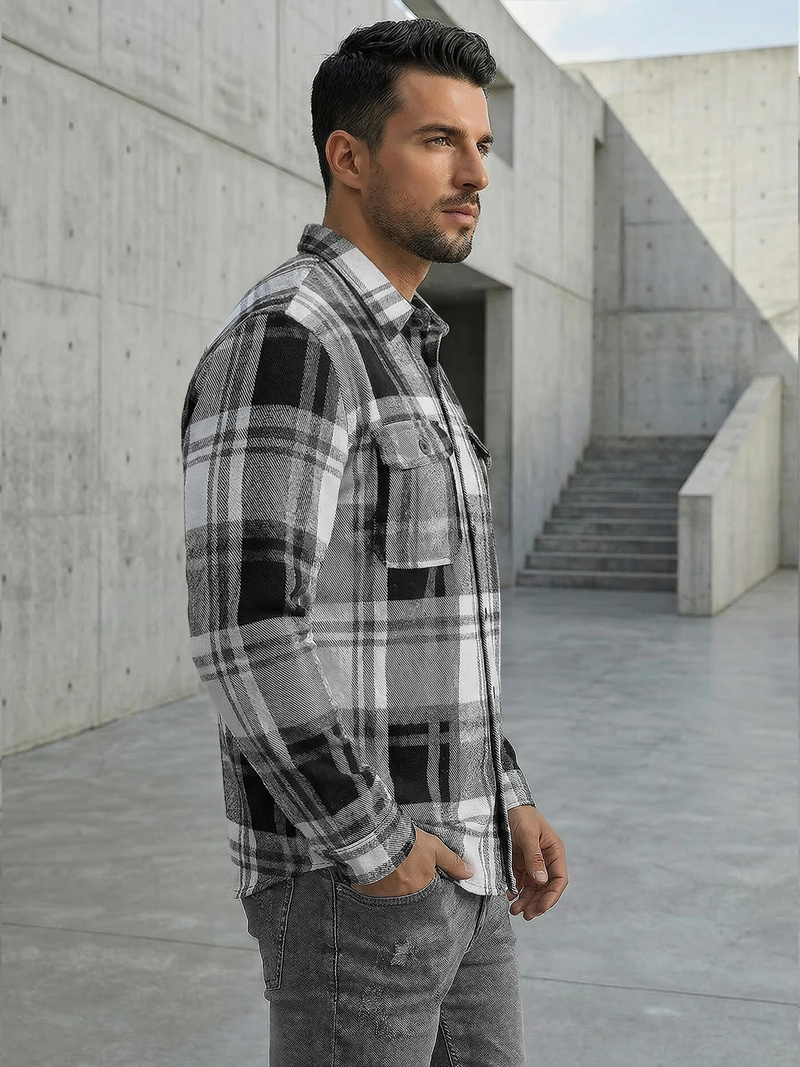 Pánska košeľa čiernobiela OZONEE NB/MC728N/3Z