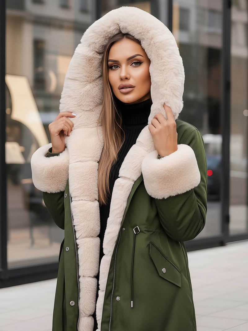 Dámska Zimná Bunda Zelená OZONEE JS/M763/136Z