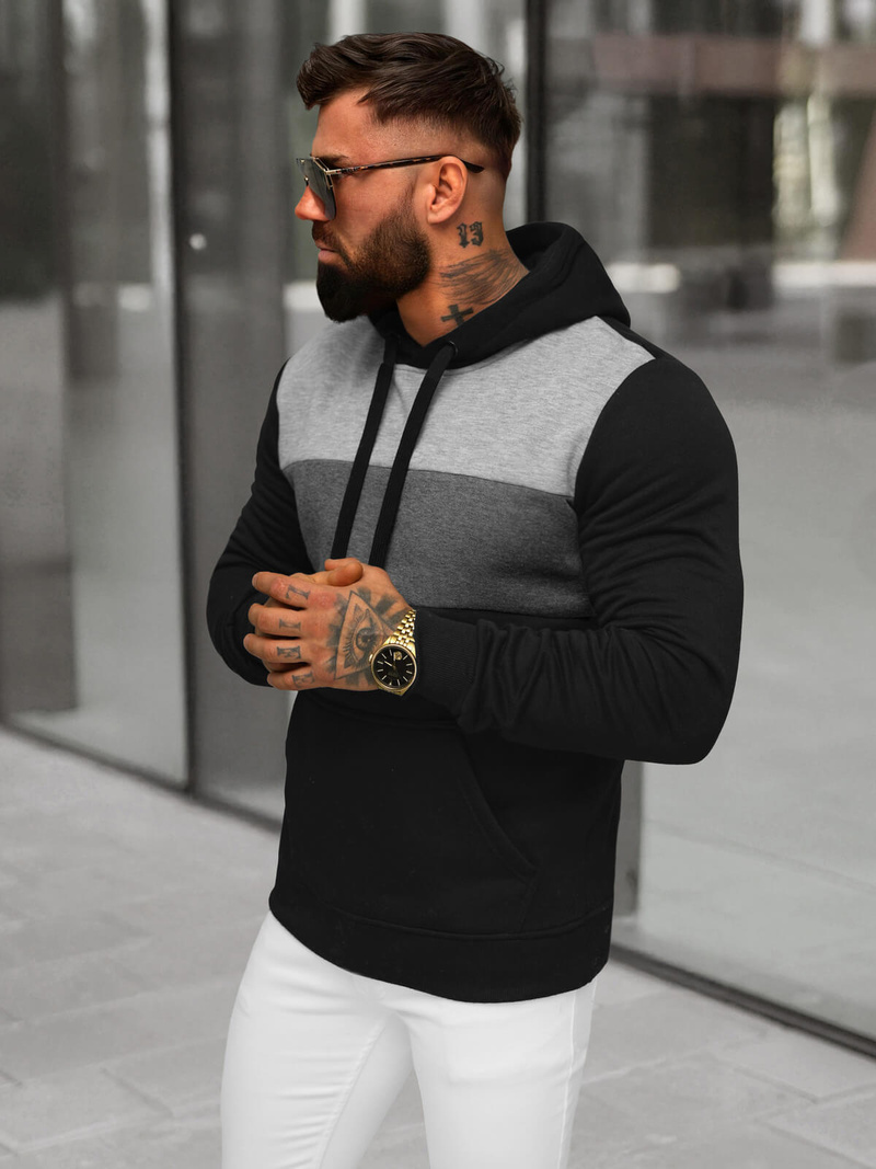 Pánska Mikina Čierna OZONEE JS/8B1312/3