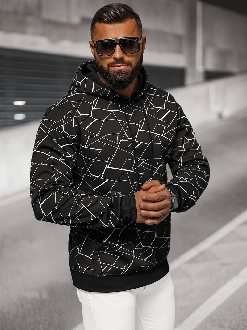 Pánska Mikina Čierna OZONEE JS/8B1235/3