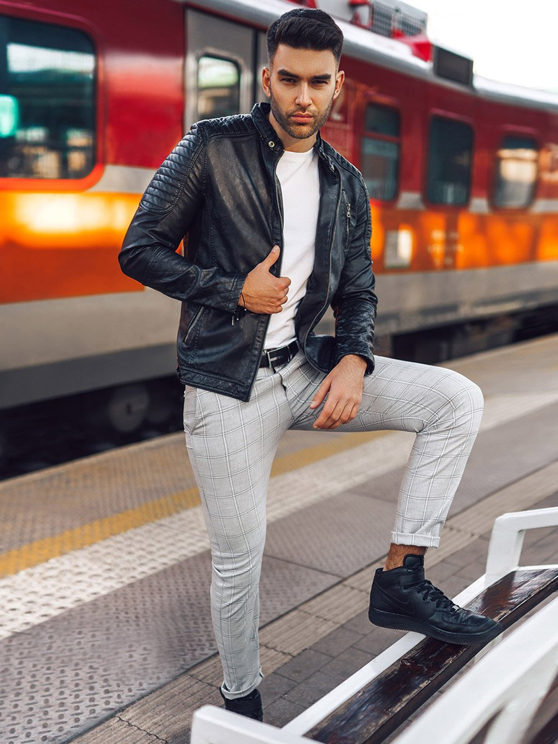 Pánske chino nohavice Sivé OZONEE DJ/5590