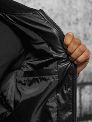 Pánska Koženková Bunda Čierna OZONEE O/11Z8099