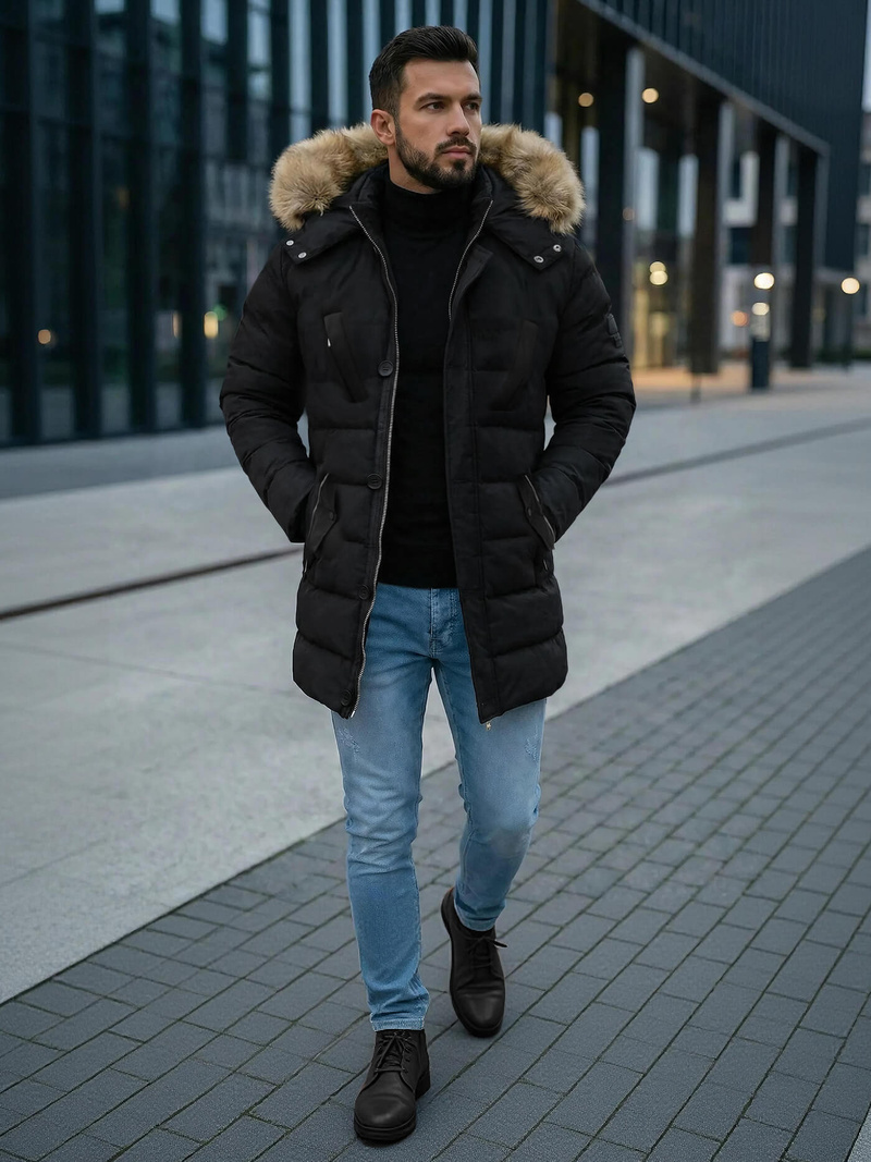 Pánska Bunda Čierna OZONEE JS/5M3122/392Z