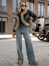 Dámska kožená bunda čierna OZONEE JS/61M8517/392