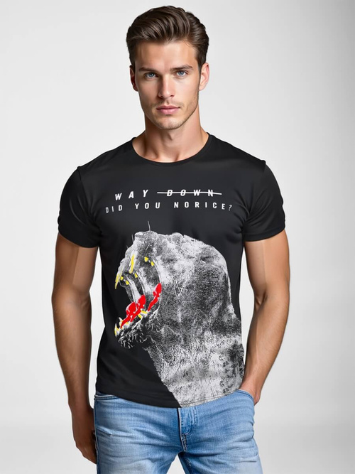 Pánske Tričko Čierne OZONEE O/T127/3Z