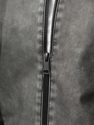 Pánska Koženková Bunda Grafitová OZONEE JS/11Z8107