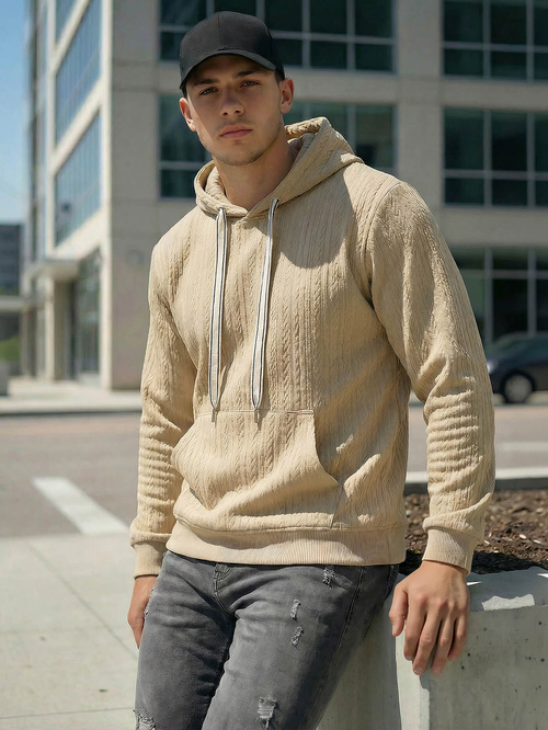 Pánska Mikina Béžová OZONEE O/3C577