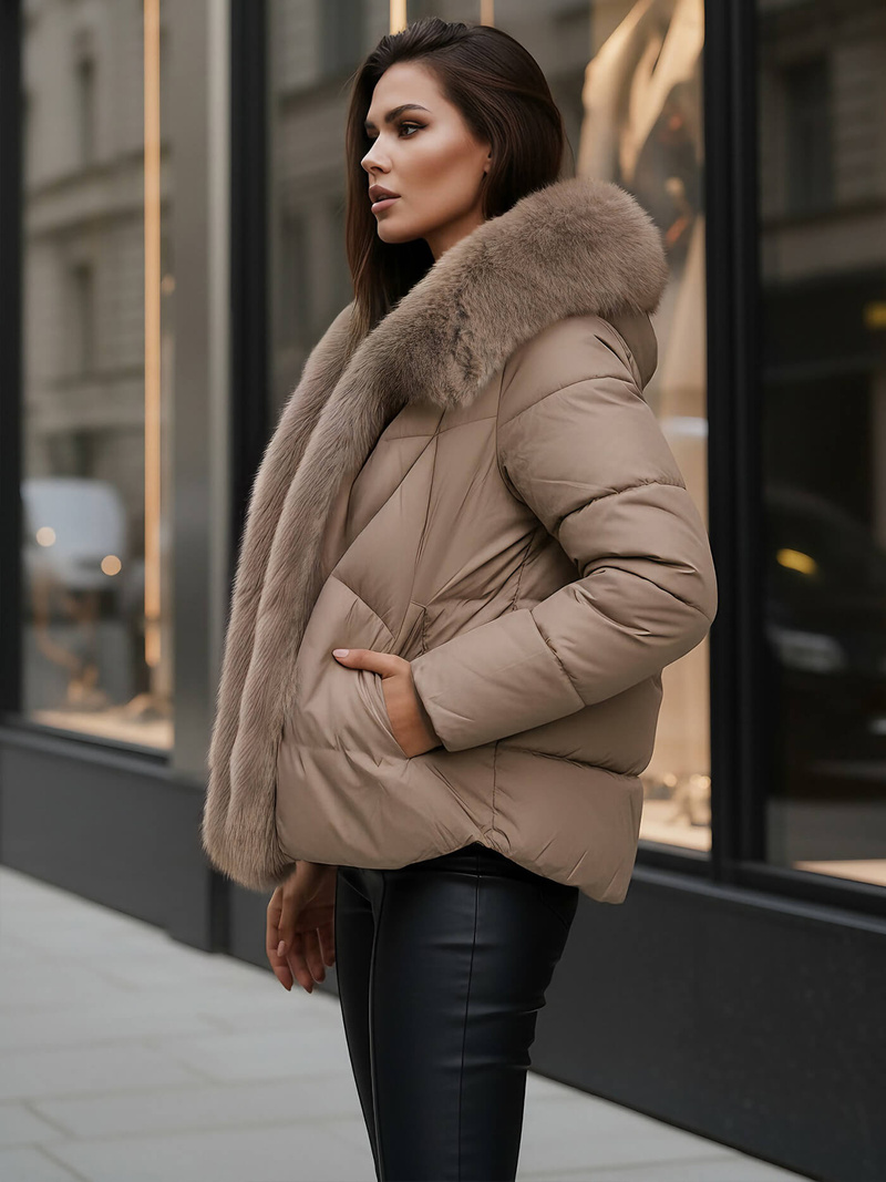 Dámska Bunda Tmavo-Béžové OZONEE O/16M9179/84